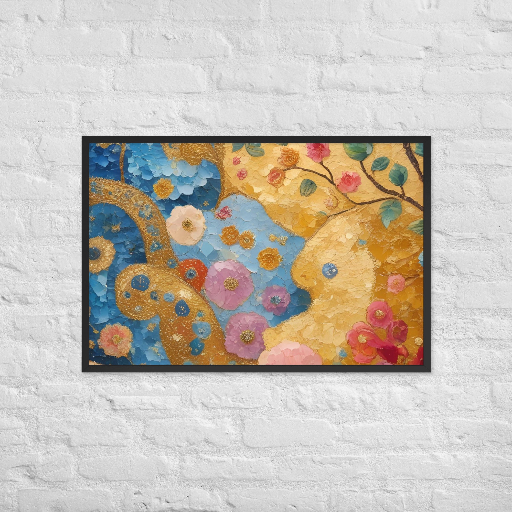 Klimt Inspired Abstract Golden Swirls Framed Poster - Captivating Klimt Inspired Abstract Art - Rosetta Creative Boutique